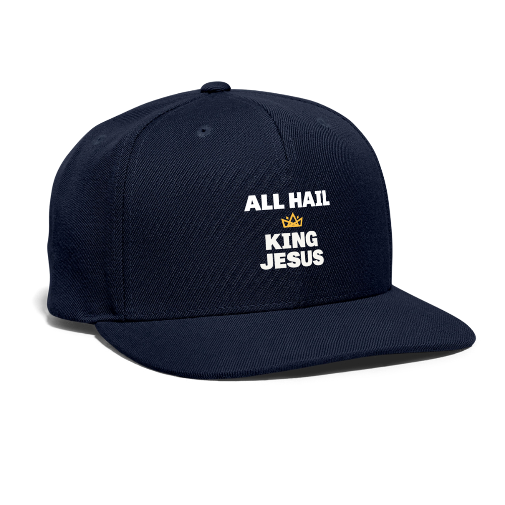 All Hail King Jesus Snapback Hat - navy