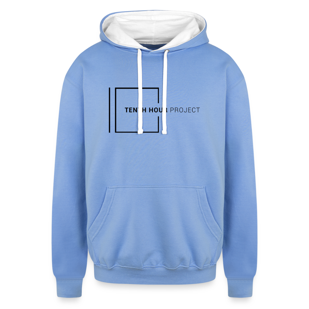 Tenth Hour Project Contrast Hoodie Aqua Blue - sky blue/white