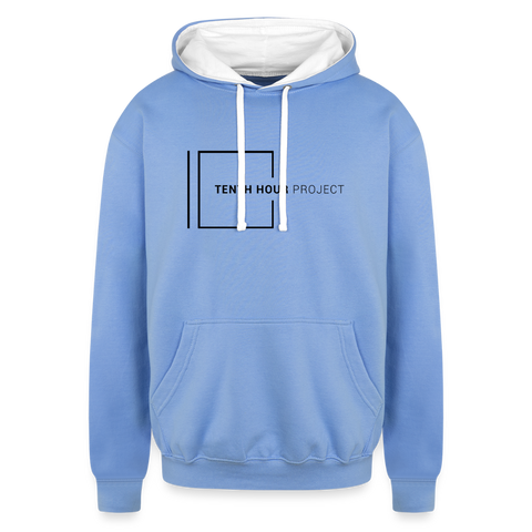 Tenth Hour Project Contrast Hoodie Aqua Blue - sky blue/white