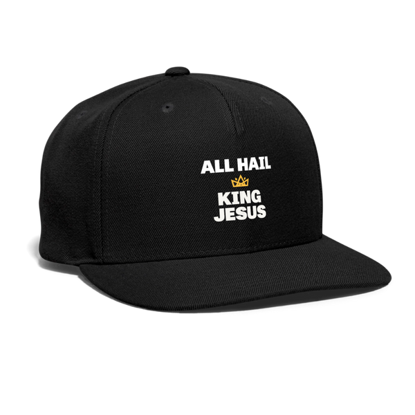 All Hail King Jesus Snapback Hat - black