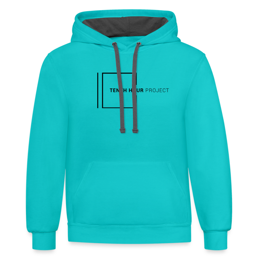 Tenth Hour Project Contrast Hoodie Aqua Blue - scuba blue/asphalt