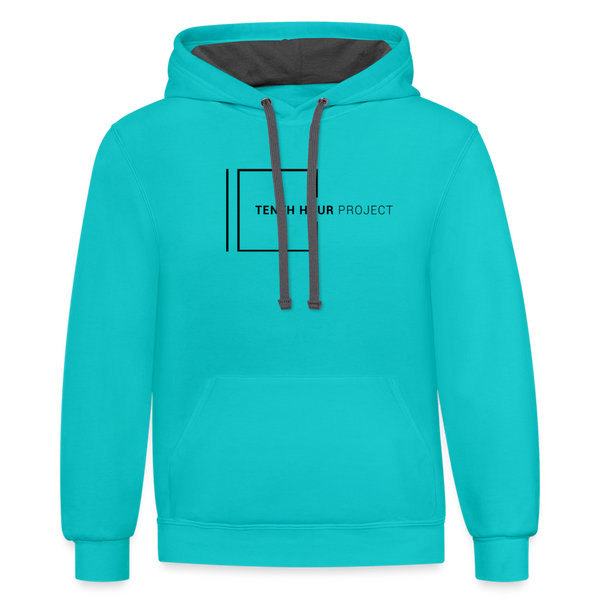 Tenth Hour Project Contrast Hoodie Aqua Blue - scuba blue/asphalt