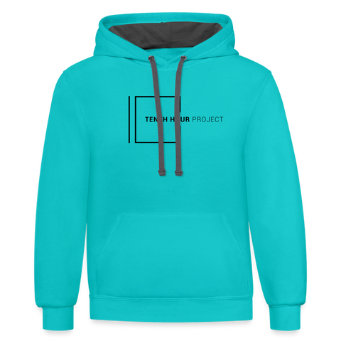 Tenth Hour Project Contrast Hoodie Aqua Blue - scuba blue/asphalt