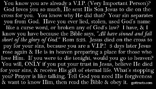 VIP Card Gospel Tracts