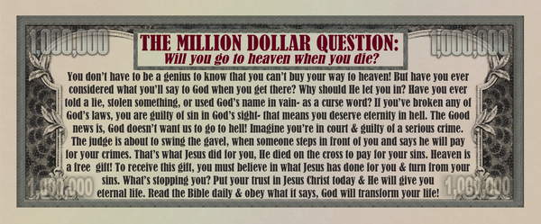 Million Dollar Bill Gospel Tracts