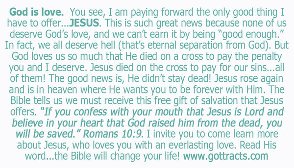 Paying Love Forward Gospel Tracts