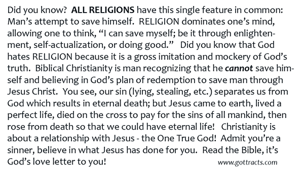 Religion Kills Gospel Tracts
