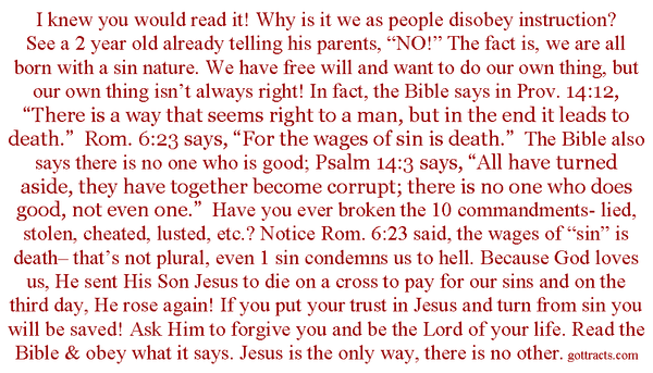 Warning Gospel Tracts