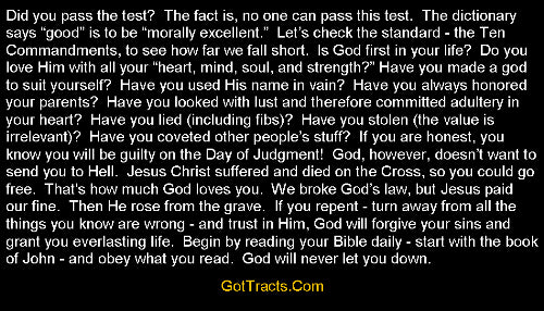 Good Person Test Gospel Tracts