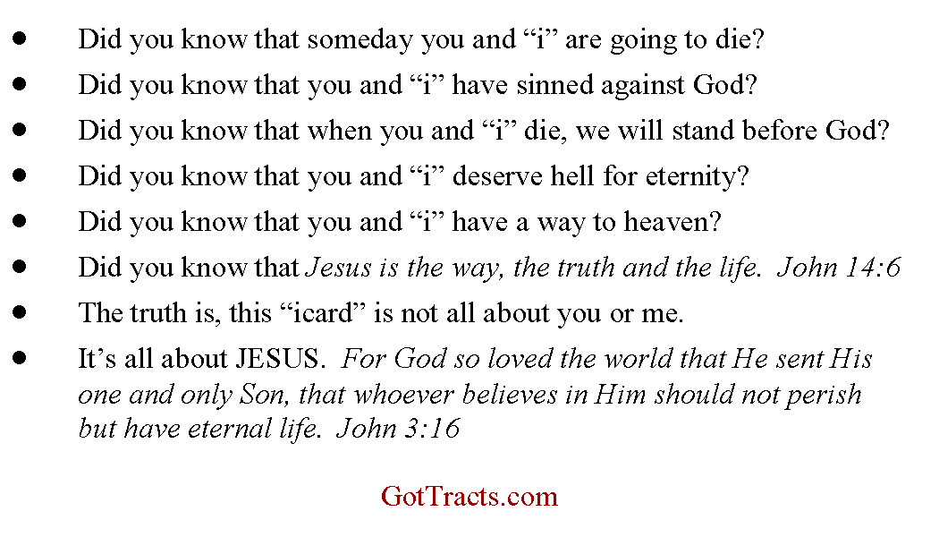 iCard Gospel Tracts Got Tracts