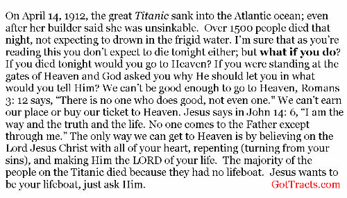 Lifeboat Gospel Tracts