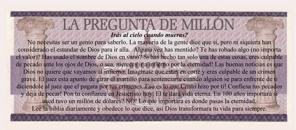 Spanish Million Peso Gospel Tracts